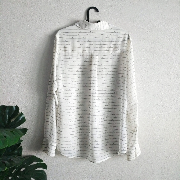 Express The Portofino Shirt "Love" Script Sheer Button Up Shirt, Size Medium - Picture 6 of 6